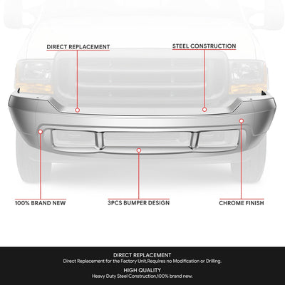 Modular Style Front Bumper w/o Molding Holes <br>00-04 Ford F-250 F-350 Super Duty