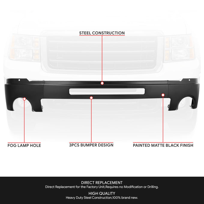 Modular Style Front Bumper (w/Fog Light Holes) <br>07-13 GMC Sierra 1500 2500 3500 HD