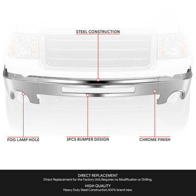 Modular Style Front Bumper (w/Fog Light Holes) <br>07-13 GMC Sierra 1500 2500 3500 HD