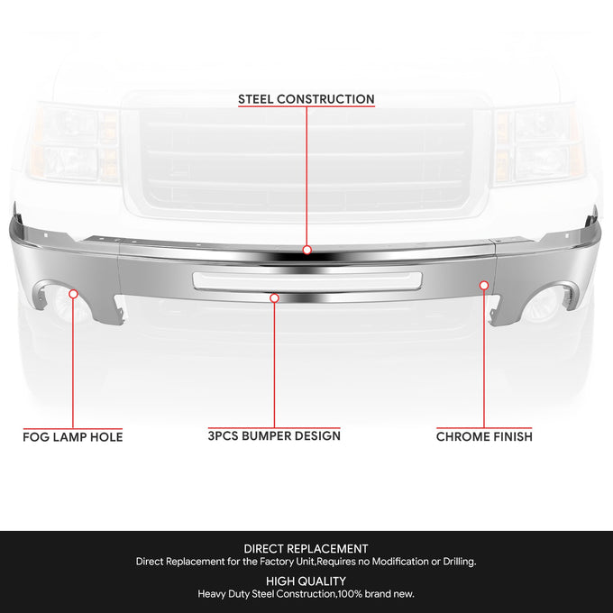 Modular Style Front Bumper (w/Fog Light Holes) <br>07-13 GMC Sierra 1500 2500 3500 HD