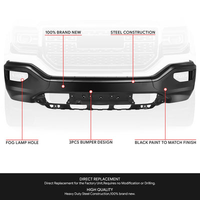 Modular Style Bumper Front Bumper (w/o Parking Assist) <br>16-19 GMC Sierra 1500 Limited