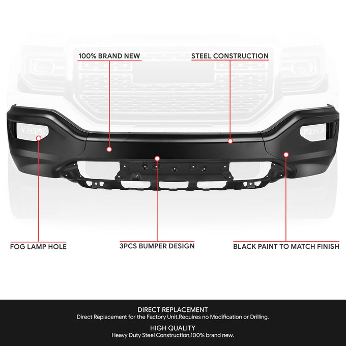 Modular Style Bumper Front Bumper (w/o Parking Assist) <br>16-19 GMC Sierra 1500 Limited