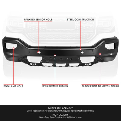 Modular Style Bumper Front Bumper <br>16-19 GMC Sierra 1500 Limited