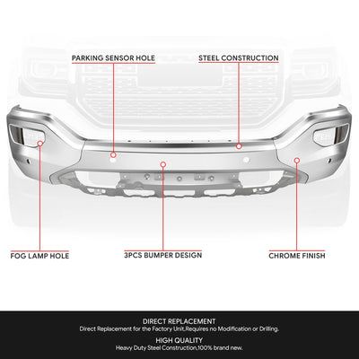 Modular Style Front Bumper (w/Parking Sensor Hole) <br> 16-19 GMC Sierra 1500 Limited