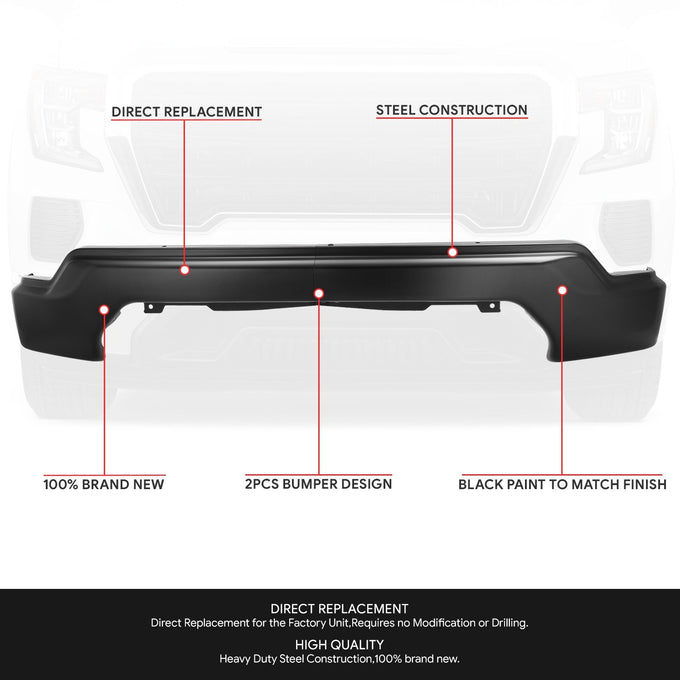 Modular Style Front Bumper w/o Parking Sensor Holes <br>19-21 GMC Sierra 1500, 2022 Limited