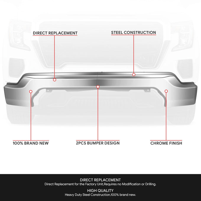Modular Style Front Bumper w/o Parking Sensor Holes <br>19-21 GMC Sierra 1500, 2022 Limited