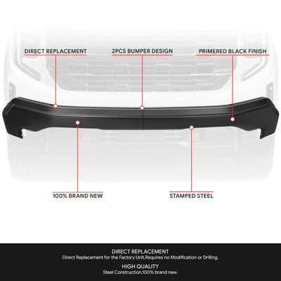 Black Steel Front Bumper Impact Bar<br>22-26 GMC Sierra 1500, 2022 1500 Limited