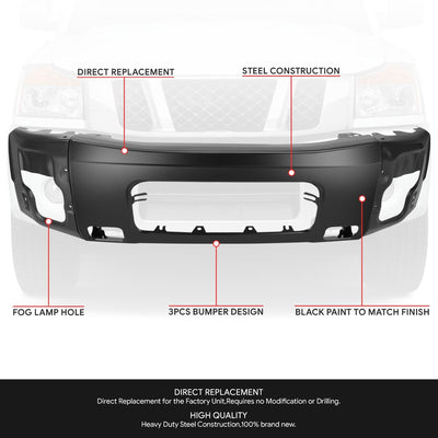 Black Modular Style Front Bumper <br>05-07 Nissan Armada, 2004 Pathfinder, 04-15 Titan