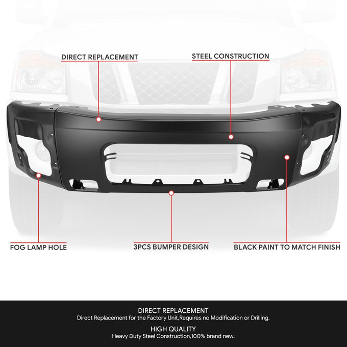Black Modular Style Front Bumper <br>05-07 Nissan Armada, 2004 Pathfinder, 04-15 Titan