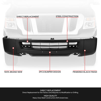 Modular Style Front Bumper w/ Fog Light Cutouts<br>12-21 Nissan NV1500 2500 3500