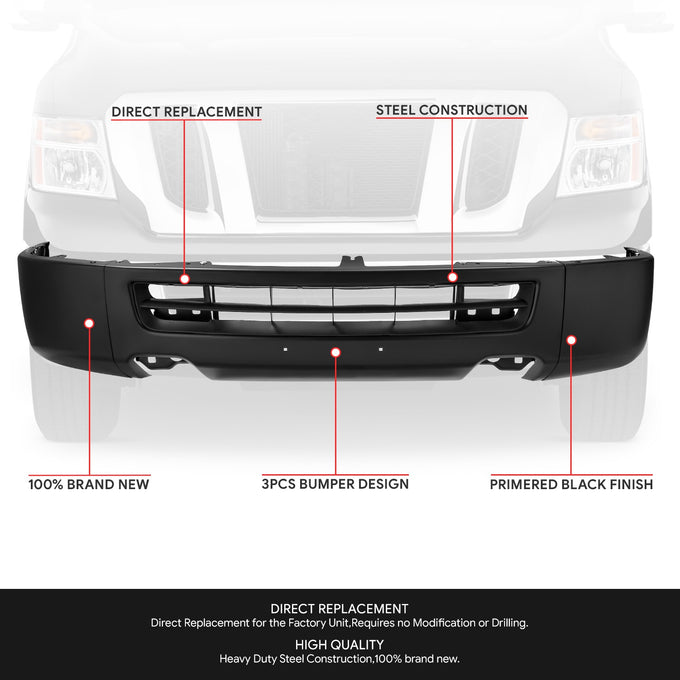 Modular Style Front Bumper w/ Fog Light Cutouts<br>12-21 Nissan NV1500 2500 3500