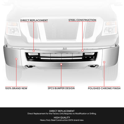 Modular Style Front Bumper w/ Fog Light Cutouts<br>12-21 Nissan NV1500 2500 3500