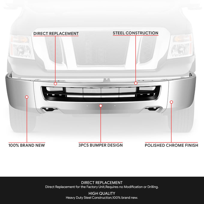Modular Style Front Bumper w/ Fog Light Cutouts<br>12-21 Nissan NV1500 2500 3500