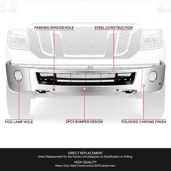 Modular Style Front Bumper w/ Fog Light Cutouts<br>12-21 Nissan NV3500