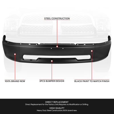 Modular Style Front Bumper (w/o Fog Lamps Holes) <br>09-12 Dodge Ram 1500
