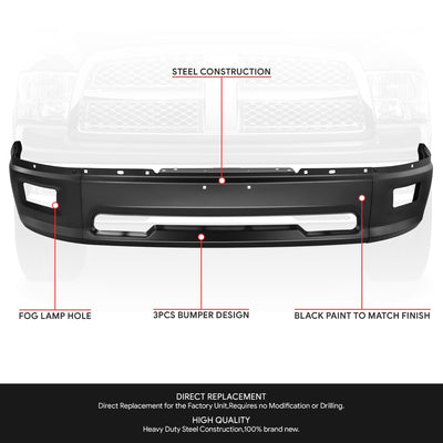 Modular Style Front Bumper (w/Fog Light Holes) <br>09-12 Dodge Ram 1500