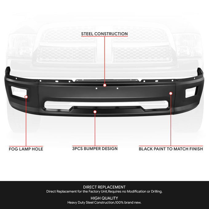 Modular Style Front Bumper (w/Fog Light Holes) <br>09-12 Dodge Ram 1500