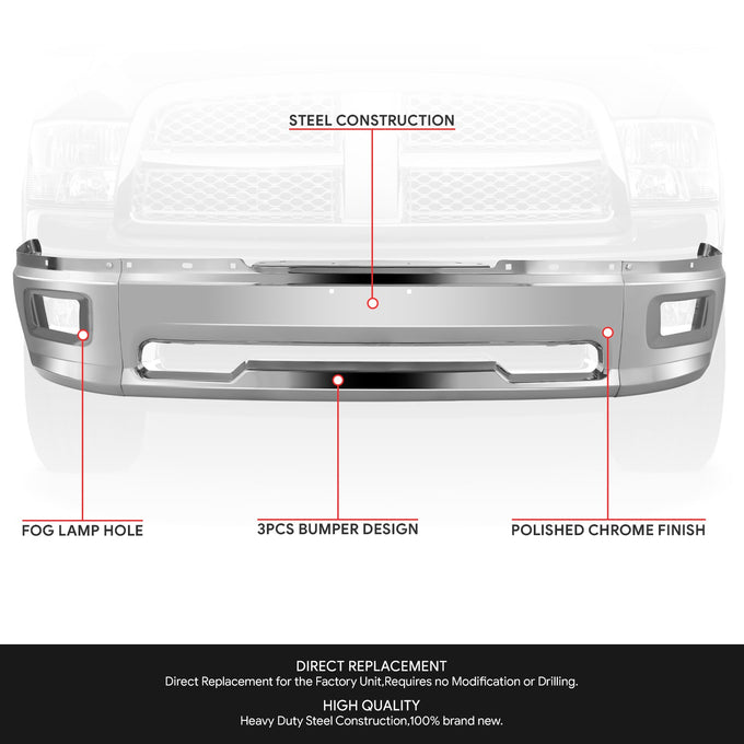 Modular Style Front Bumper (w/Fog Light Holes) <br>09-12 Dodge Ram 1500