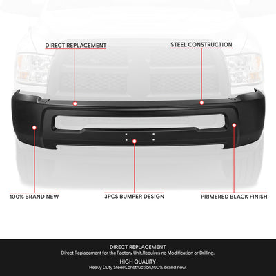 Modular Style Front Bumper w/o Fog Light Cutouts<br>10-18 Dodge Ram 2500 3500