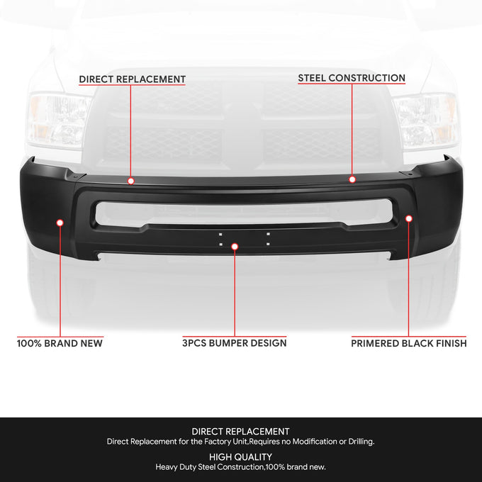 Modular Style Front Bumper w/o Fog Light Cutouts<br>10-18 Dodge Ram 2500 3500
