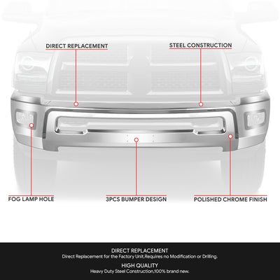 Modular Style Front Bumper w/ Fog Light Cutouts<br>10-18 Dodge Ram 2500 3500