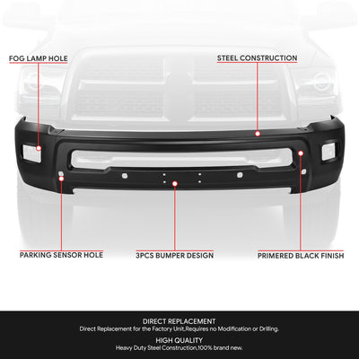 Modular Style Front Bumperw/ Fog Light Cutouts <br>10-18 Dodge Ram 2500 3500