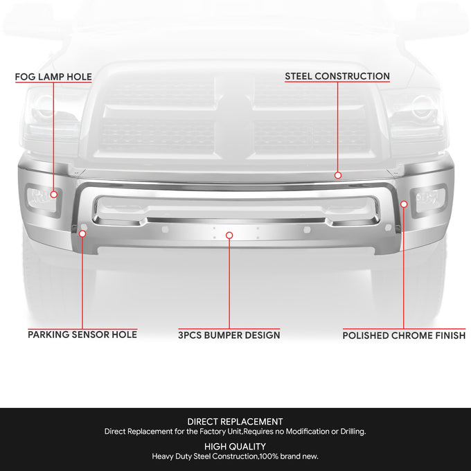 Modular Style Front Bumper w/ Fog Light Cutouts <br>10-18 Dodge Ram 2500 3500