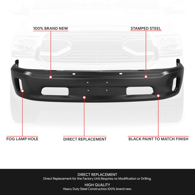 Modular Style Front Bumper Face Bar w/ Fog Light Holes <br>14-18 Ram 1500, 19-23 Ram 1500 Classic
