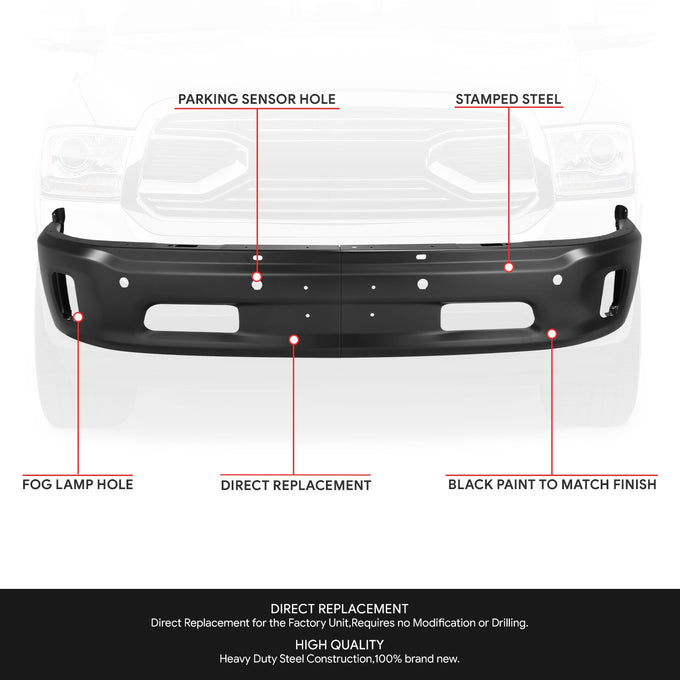 Modular Style Front Bumper Face Bar w/ Fog Light Holes <br>14-18 Ram 1500, 19-23 Ram 1500 Classic