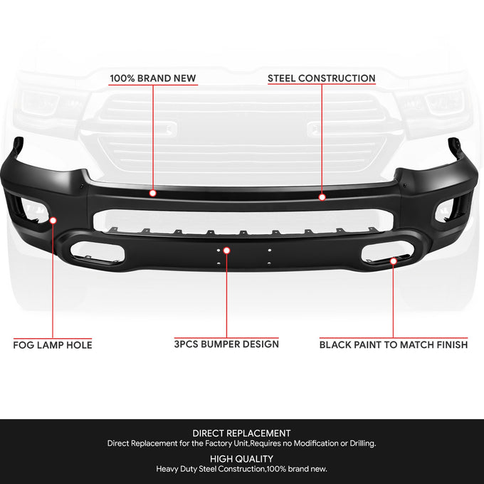 Modular Style Bumper Front Bumper Face Bar<br>19-22 Ram 1500