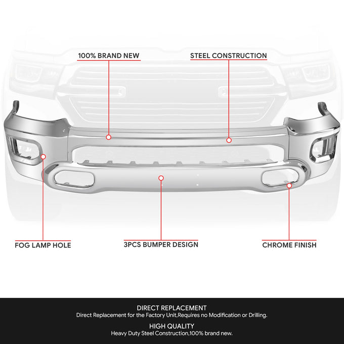 Modular Style Bumper Front Bumper Face Bar<br>19-22 Ram 1500