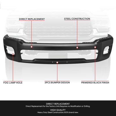 Modular Style Primered Black Front Bumper Face Bar <br>19-26 RAM 2500