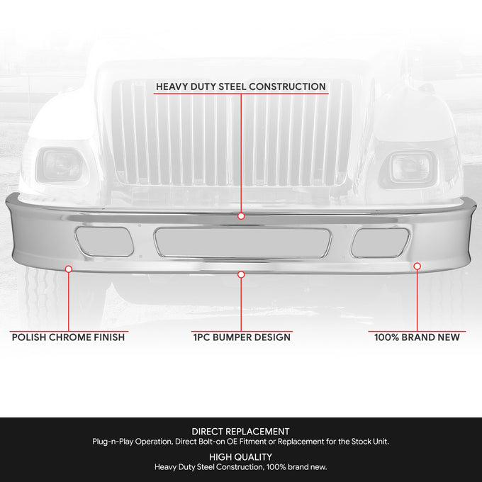 Front Lower Bumper (Chrome) <br> 02-18 International (WorkStar) 7300 7400 7500 7600 7700