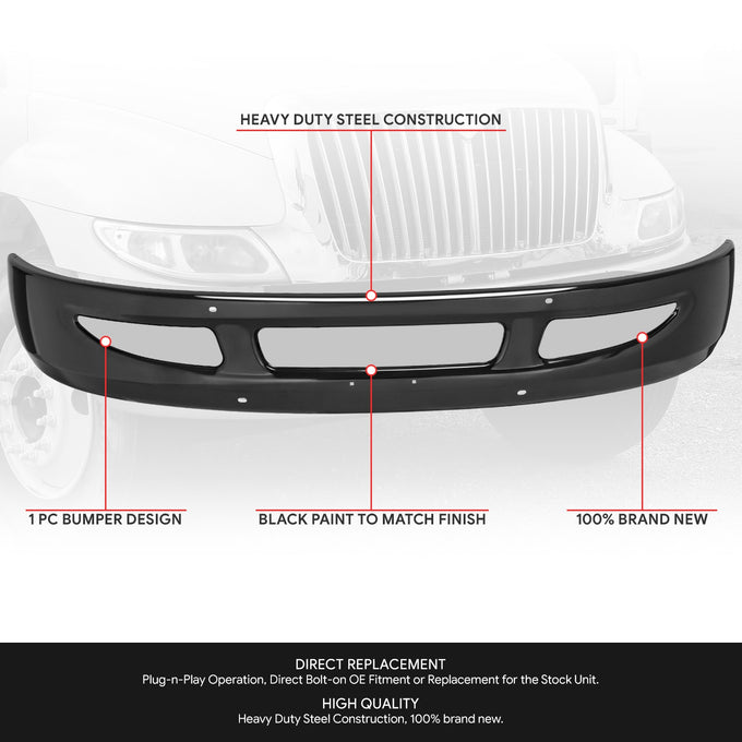 Front Lower Bumper (Black) <br> 02-18 International 4200 8500 8600 SBA Transtar