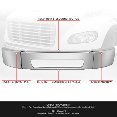 Front Lower Bumper (Chrome) <br> 03-21 Freightliner M2 112 / M2 106