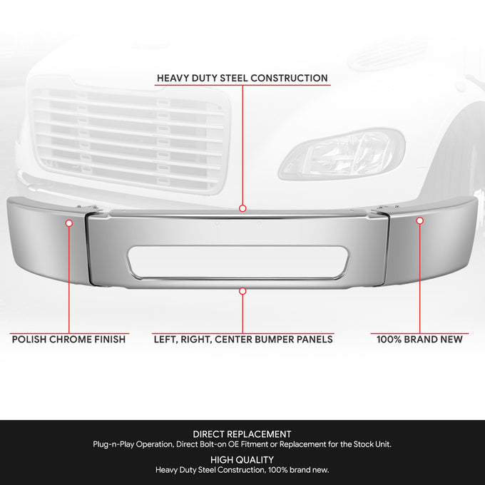 Front Lower Bumper (Chrome) <br> 03-21 Freightliner M2 112 / M2 106