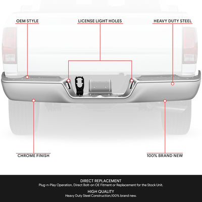 Rear Step Bumper W/O Dual Exhaust & Park Assist <BR> 09-18 Dodge Ram 1500, 19-24 Classic