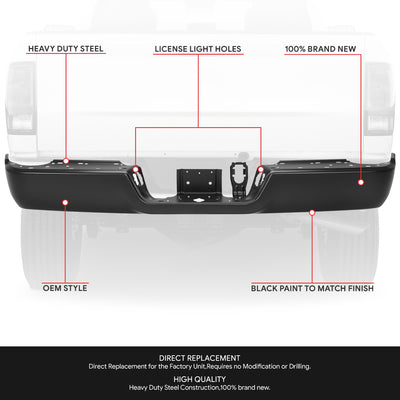 Rear Bumper Bar W/O Park Assist Hole <br> 13-18 Ram 2500 3500