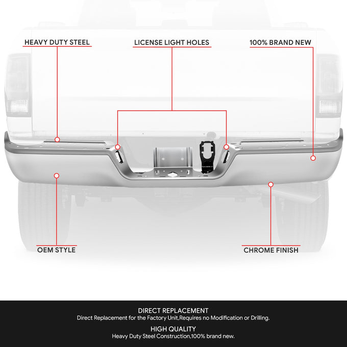 Rear Bumper Bar W/O Park Assist Hole <br> 13-18 Ram 2500 3500