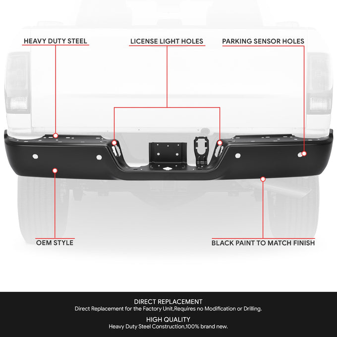 Rear Bumper Bar W/Park Assist Hole <br> 13-18 Ram 2500 3500