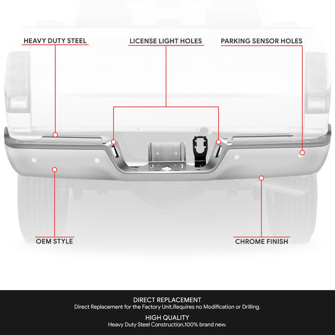 Rear Bumper Bar W/Park Assist Hole <br> 13-18 Ram 2500 3500