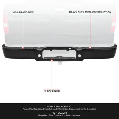 Rear Bumper Face Bar (W/O Rear Object Sensors) <br> 04-06 Ford F-150