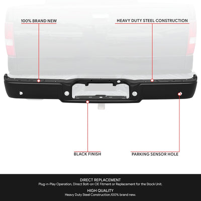 Primered Black Finish Rear Bumper <br>04-06 Ford F-150