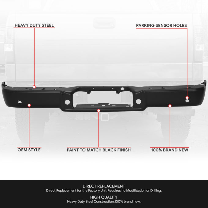 Rear Bumper Face Bar W/Parking Assist Sensor Holes <br> 04-08 Ford F-150, 06-08 Lincoln Mark LT