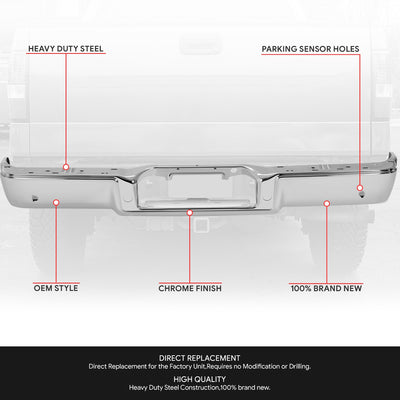Rear Bumper Face Bar W/Parking Assist Sensor Holes <br> 04-08 Ford F-150, 06-08 Lincoln Mark LT