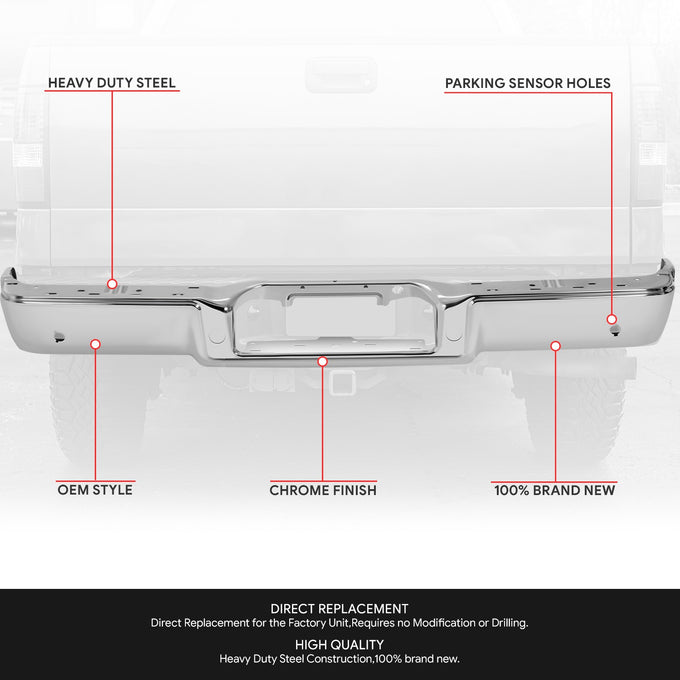 Rear Bumper Face Bar W/Parking Assist Sensor Holes <br> 04-08 Ford F-150, 06-08 Lincoln Mark LT