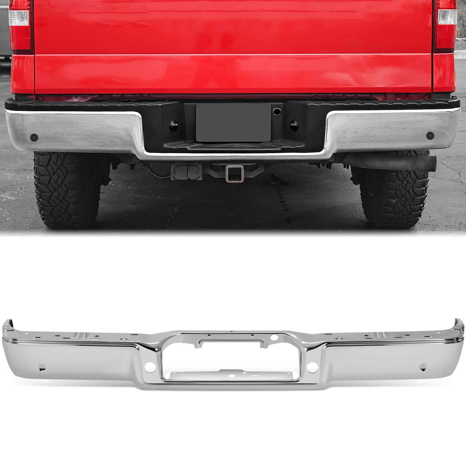 Rear Bumper Face Bar W/Parking Assist Sensor Holes <br> 04-08 Ford F-150, 06-08 Lincoln Mark LT