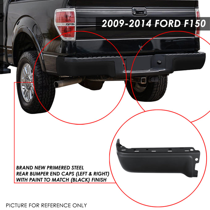 Pair Rear Bumper End Caps (Black) <BR>09-14 Ford F-150