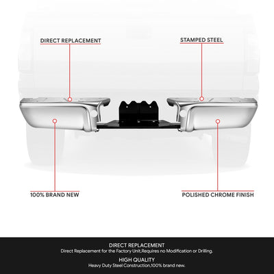 Polished Chrome Rear Bumper <br>08-16 Ford F-250 F-350 Super Duty