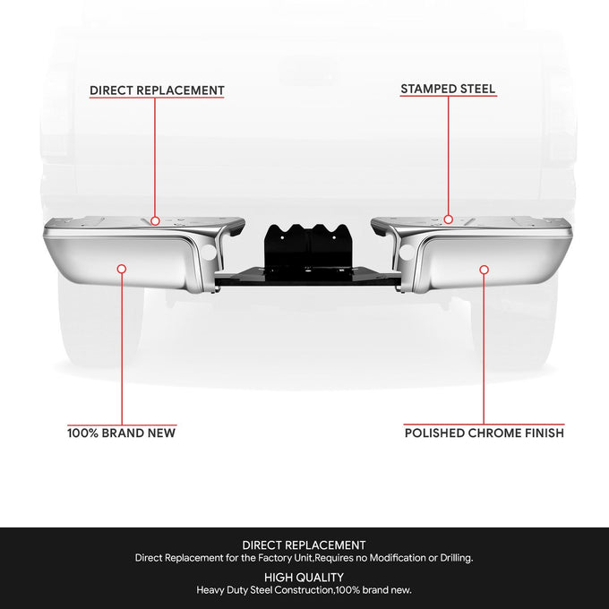 Polished Chrome Rear Bumper <br>08-16 Ford F-250 F-350 Super Duty